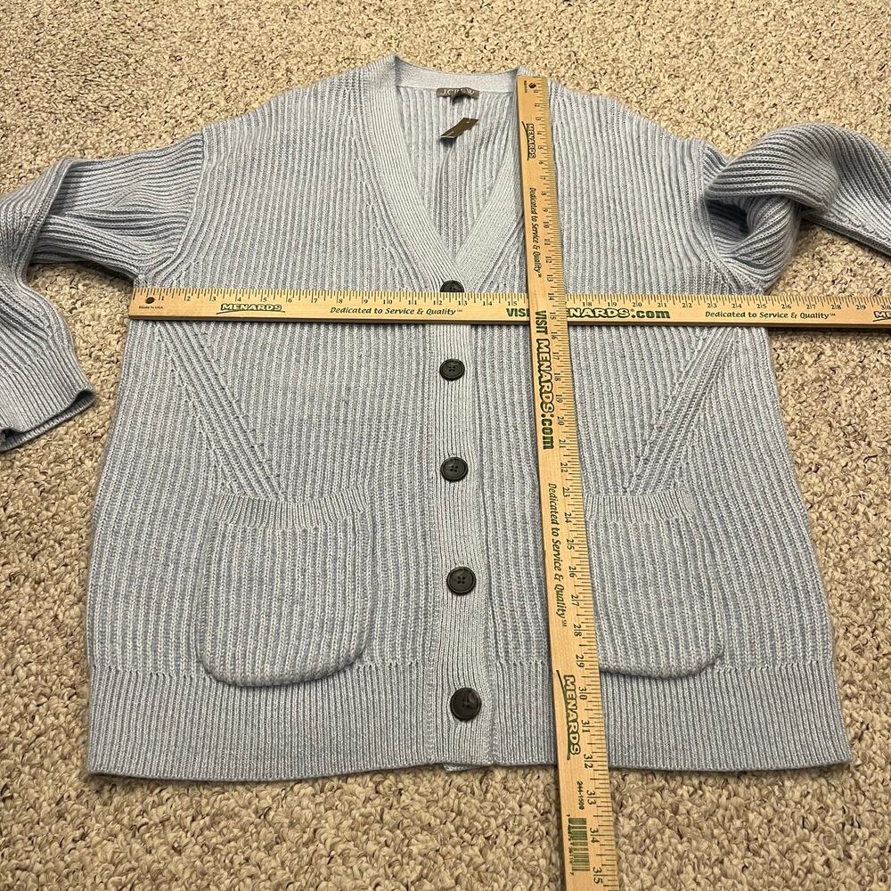 NEW J Crew Ribbed V-Neck Cardigan Sweater XL Light Blue Preppy Classic Casual - Picture 4 of 7